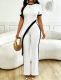EVE Contrast Color Irregular Top Pants 2 Piece Set QYMF-M604