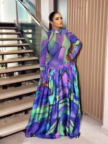 EVE Mesh Print Long Sleeve Maxi Dress ZSD-0777