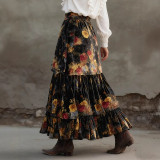 EVE Floral Print High-waisted Tiered Long Skirts GWDS-260162