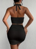 EVE Sleeveless Solid Color Two Piece Skirts Set GYWO-55016