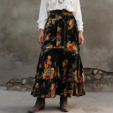 EVE Floral Print High-waisted Tiered Long Skirts GWDS-260162