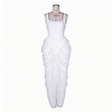EVE Sleeveless Solid Chiffon Pleated Maxi Dress ZSD-0781