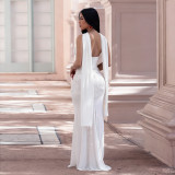 EVE Sexy Ribbon Sequin V Neck Mesh Sling Maxi Dress BY-7647