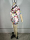 EVE Print Short Sleeve Shirt Shorts 2 Piece Set TE-4751
