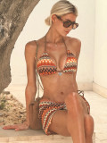 EVE Sexy Print Tie Up Bikinis 3 Piece Swimsuit CASF-6811