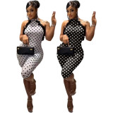 EVE Polka Dots Print Sleeveless Patchwork Jumpsuit TK-6352