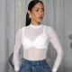 EVE Long Sleeve Mesh See Through Bodysuit(Without Underwear) BMF-843