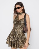 EVE Leopard Print Irregular Sling Mini Dress GFMA-TE25185A