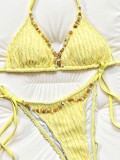 EVE Solid Color Sexy Tiie UP Bikinis 2 Piece Swimsuit CSYZ-G615WY