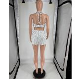 EVE Polka Dots Print Off Shoulder Romper FOSF-8827