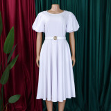 EVE Plus Size Short Sleeve Big Swing Midi Dress GCZF-8659