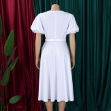 EVE Plus Size Short Sleeve Big Swing Midi Dress GCZF-8659