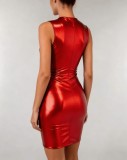EVE Sleeveless Deep V Neck Ruched Zipper Midi Dress GFMA-TE25180