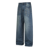 EVE Plus Size Rivet-Detail Straight-Leg Jeans GYLN-4689