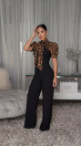EVE Leopard Patchwork Tie Up Jumpsuit OSM-4497