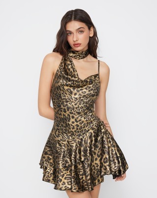 EVE Leopard Print Irregular Sling Mini Dress GFMA-TE25185A