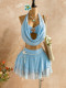 EVE Solid Color Halterneck Vest Tops Skirt Suit(Without Chain) GXIY-K26L2228