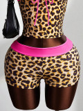EVE Leopard Print V Neck Backless Two Piece Shorts Set GXIY-K26L2219