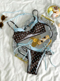 EVE Polka Dot Print Contrast Color Bikinis Swimsuit YWXS-K26L2139