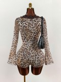 EVE Lace Patchwork Leopard Print Mesh Romper GXIY-K26L2267