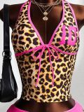EVE Leopard Print V Neck Backless Two Piece Shorts Set GXIY-K26L2219