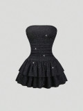 EVE Solid Color Tube Top Cake Dress GXIY-K25L1770