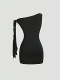 EVE Sexy Solid Color Slash Neck Mini Dress GXIY-K25L1835
