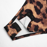 EVE Leopard Print Off Shoulder Bodysuit 2 Piece Pants Set GDSF-J26ST077