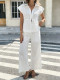 EVE Solid Color Loose Short Sleeve Two Piece Pants Set GZEY-K26291002