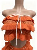 EVE Casual Ruffles Knits Tie Up Beach 2 Piece Shorts Set CM-60412