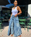 EVE Fashion Faux Two-piece Denim Jeans GAKF-60306