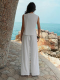 EVE Loose O Neck Sleeveless Top Pants 2 Piece Set GZEY-K26290150