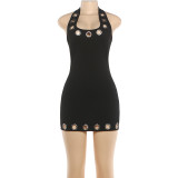 EVE U Neck Halterneck Backless Mini Dress DLSF-K6D04929A