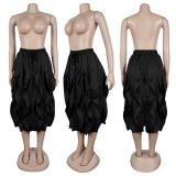 EVE Solid Color Patchwork Ruched Long Skirts NY-3888