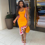 EVE Sleeveless Print Irregular Midi Dress GANY-LB3078