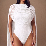 EVE Solid Color Lace Tie Up Bodysuit GSZM-J26BS169