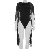 EVE Solid Color Lace Tie Up Bodysuit GSZM-J26BS169