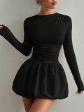 EVE Long Sleeve Ruched Puff Dress HNIF-GY288