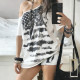 EVE Star Print Off Shoulder T Shirts GPKJ-MR48585