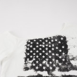 EVE Star Print Off Shoulder T Shirts GPKJ-MR48585