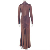 EVE Solid Color Long Sleeve Maxi Dress GJYO-JD305175
