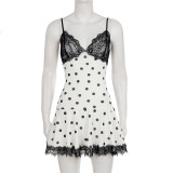 EVE Lace Patchwork Contrast Color Mini Dress GPKJ-MR48496
