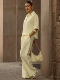 EVE Solid Color Short Sleeve Loose Two Piece Pants Set MIL-369