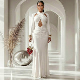 EVE Solid Color Long Sleeve Maxi Dress GJYO-JD305175