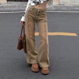 EVE Solid-color Gradient Straight-leg Jeans GPKJ-MR46157