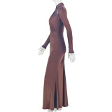 EVE Solid Color Long Sleeve Maxi Dress GJYO-JD305175