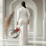 EVE Solid Color Long Sleeve Maxi Dress GJYO-JD305175