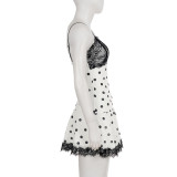 EVE Lace Patchwork Contrast Color Mini Dress GPKJ-MR48496