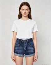 EVE Embroidered Butterfly Heart Denim Shorts GQLF-6969