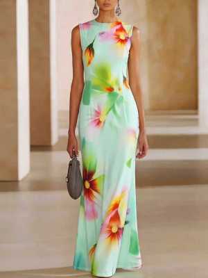 EVE Print Sleeveless Slim Maxi Dress XHSY-BQ7045